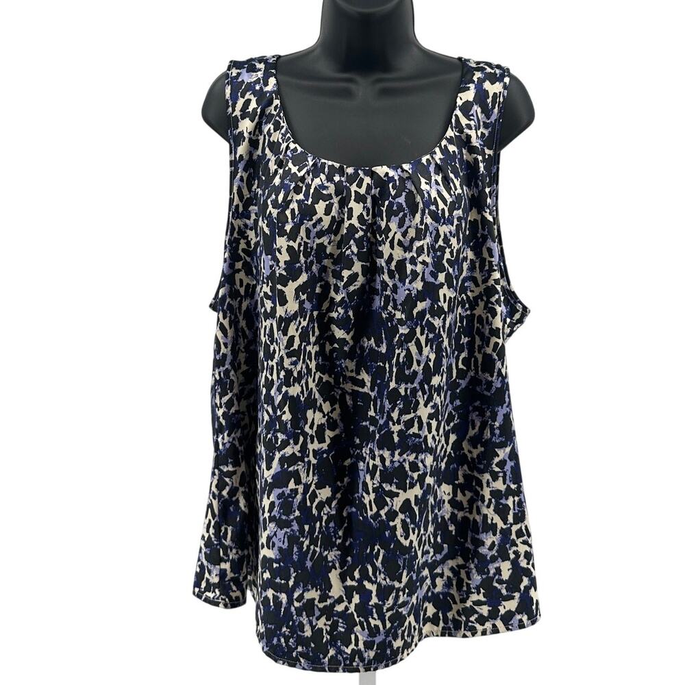 Kenneth Cole Reaction Top WMNS XXL Black Purple Animal Print Pullover Sleeveless